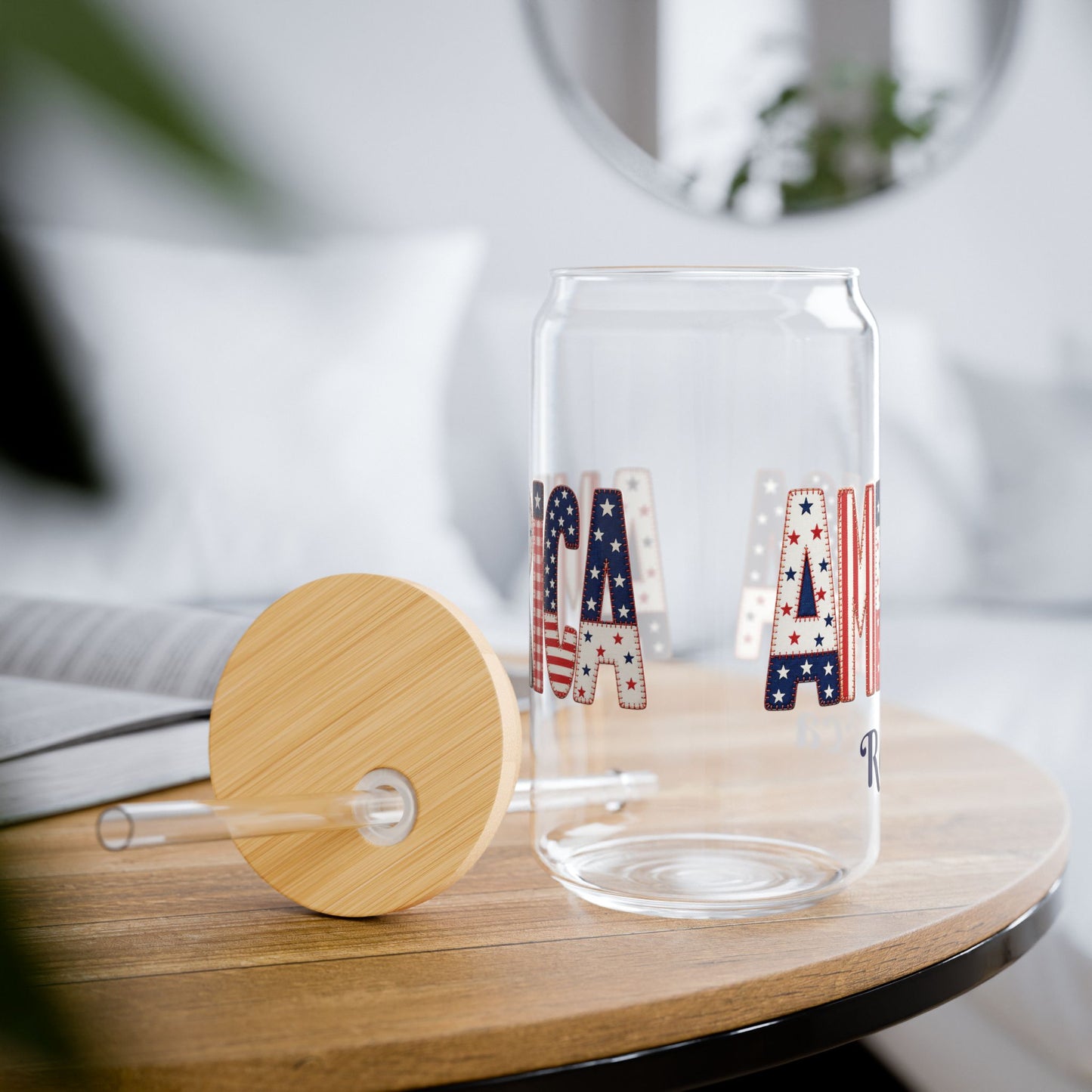 American Flag Lettering Sipper Glass | 16oz