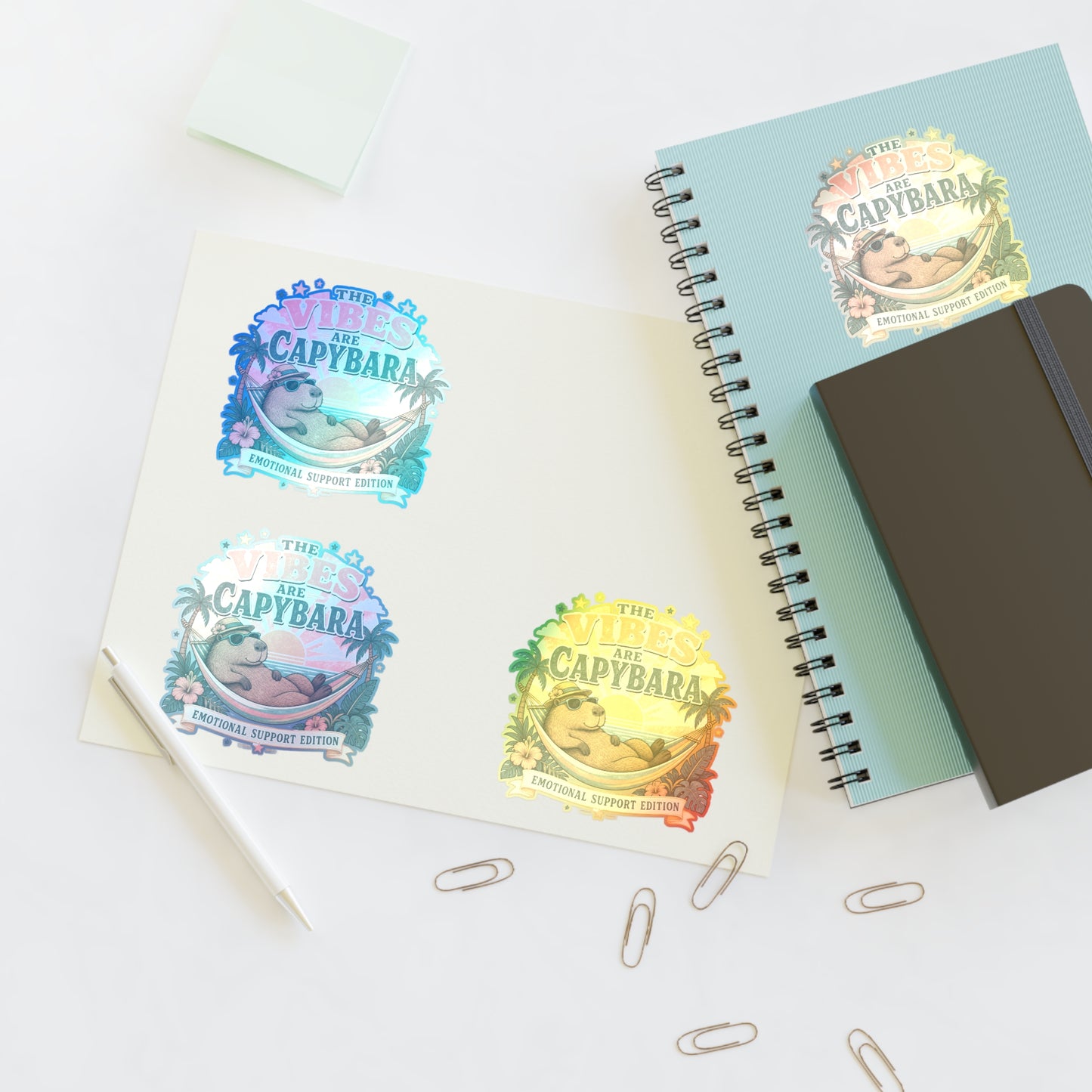 The Vibes Are Capybara sticker sheet | Cute capybara, tropical design