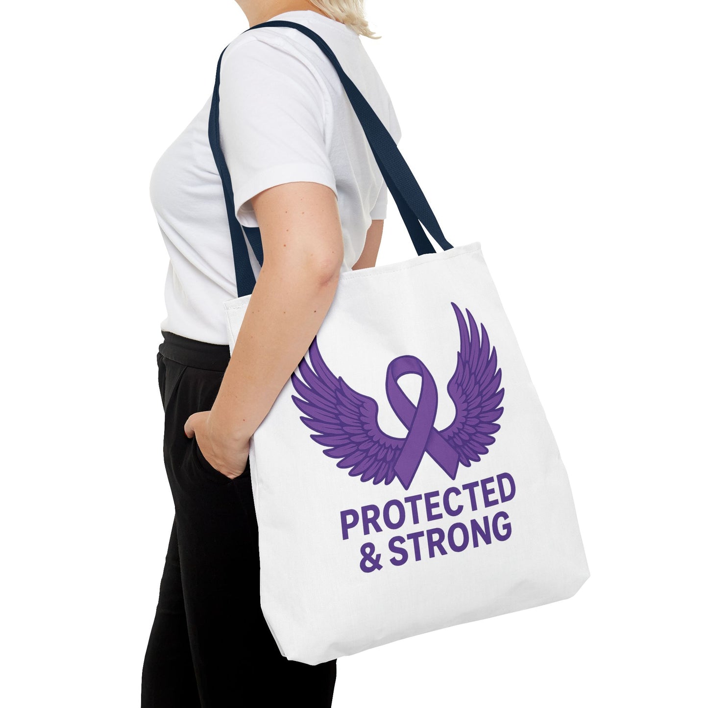 Protected and Strong Awareness Tote Bag, Eco-Friendly Shoulder Bag, Reusable Grocery Bag, Canvas Shopping Tote, Gift for Activists,