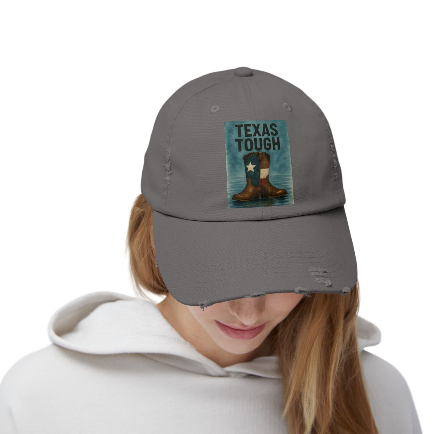 Cap Texas Tough Cowboy Boots, Unisex Baseball Hat, Distressed Cap, Texas Flood Support, Tragedy Relief Gift