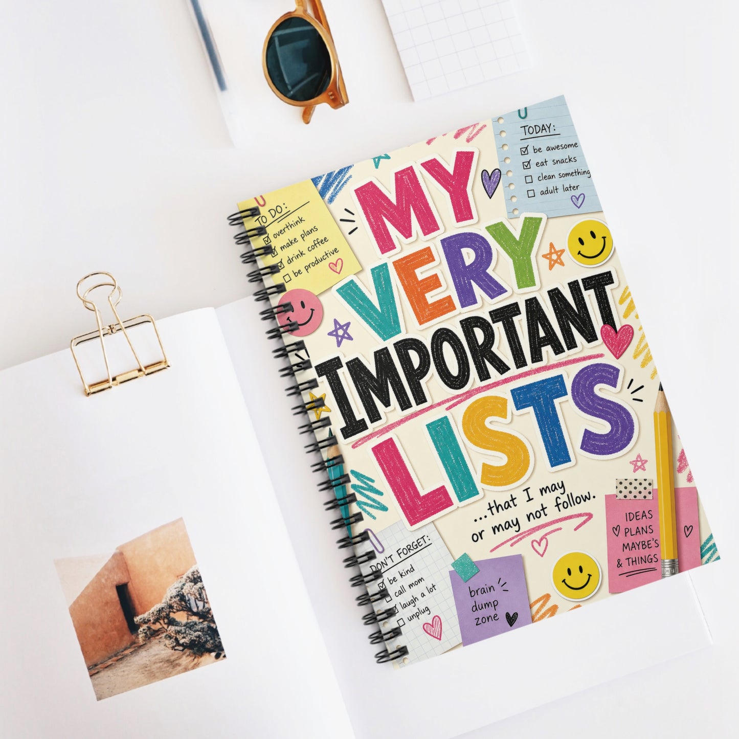 My Very Important Lists Spiral Notebook | Ruled Journal, Colorful Checklist Design