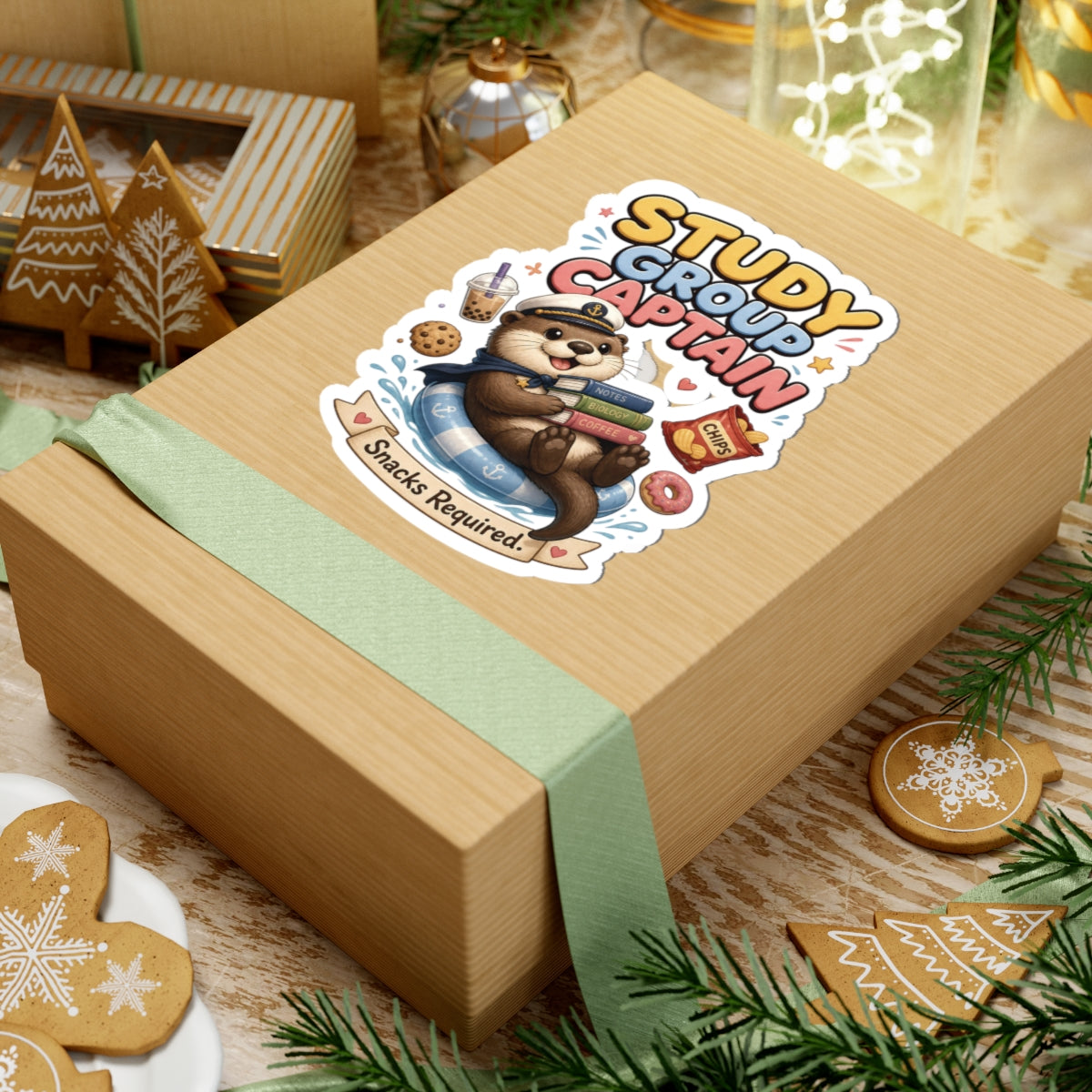 Study Group Captain Sticker | Otter with Snacks Kiss-Cut Sticker