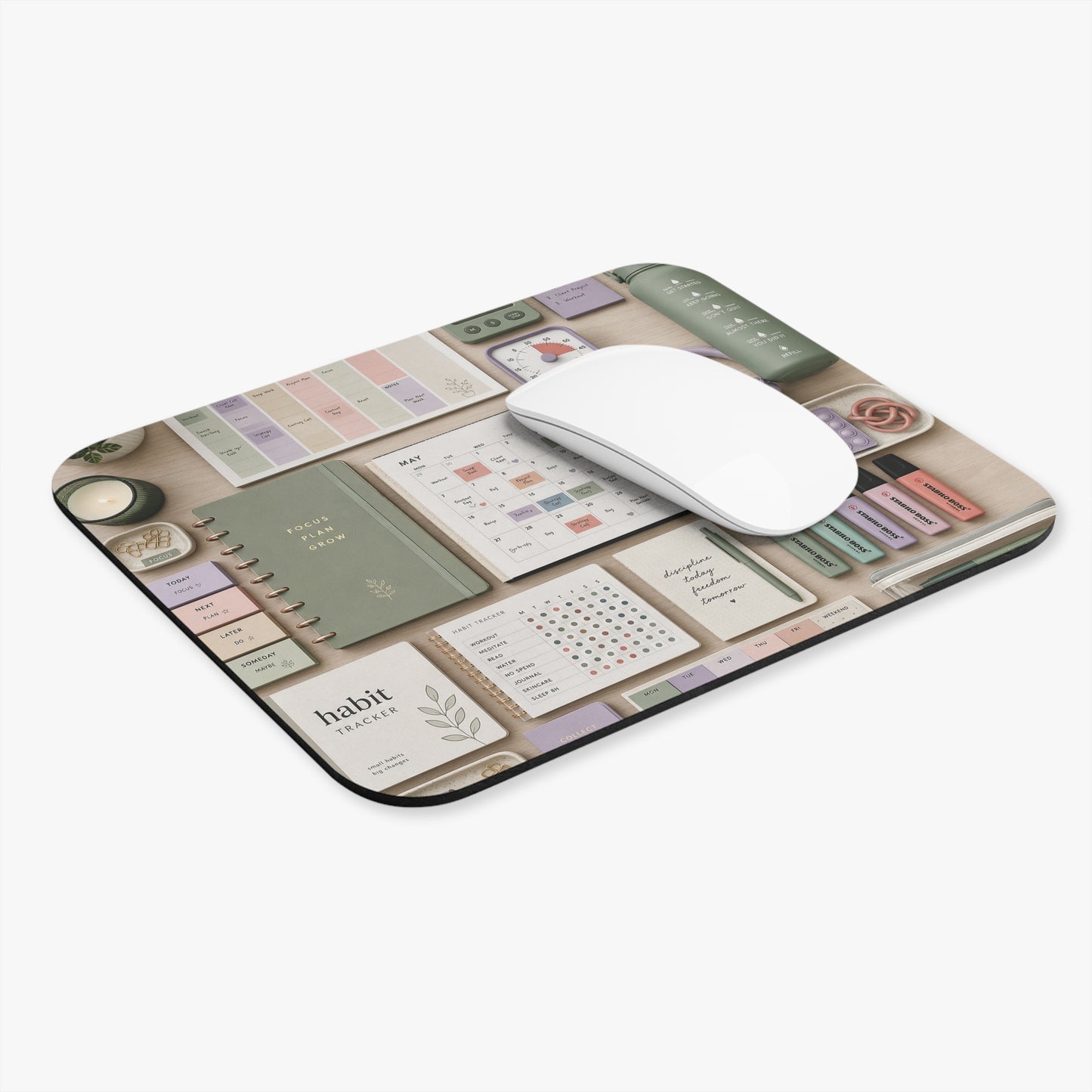 Executive Function Command Center Sensory Mouse Pad | Pastel Planner Desk Flatlay