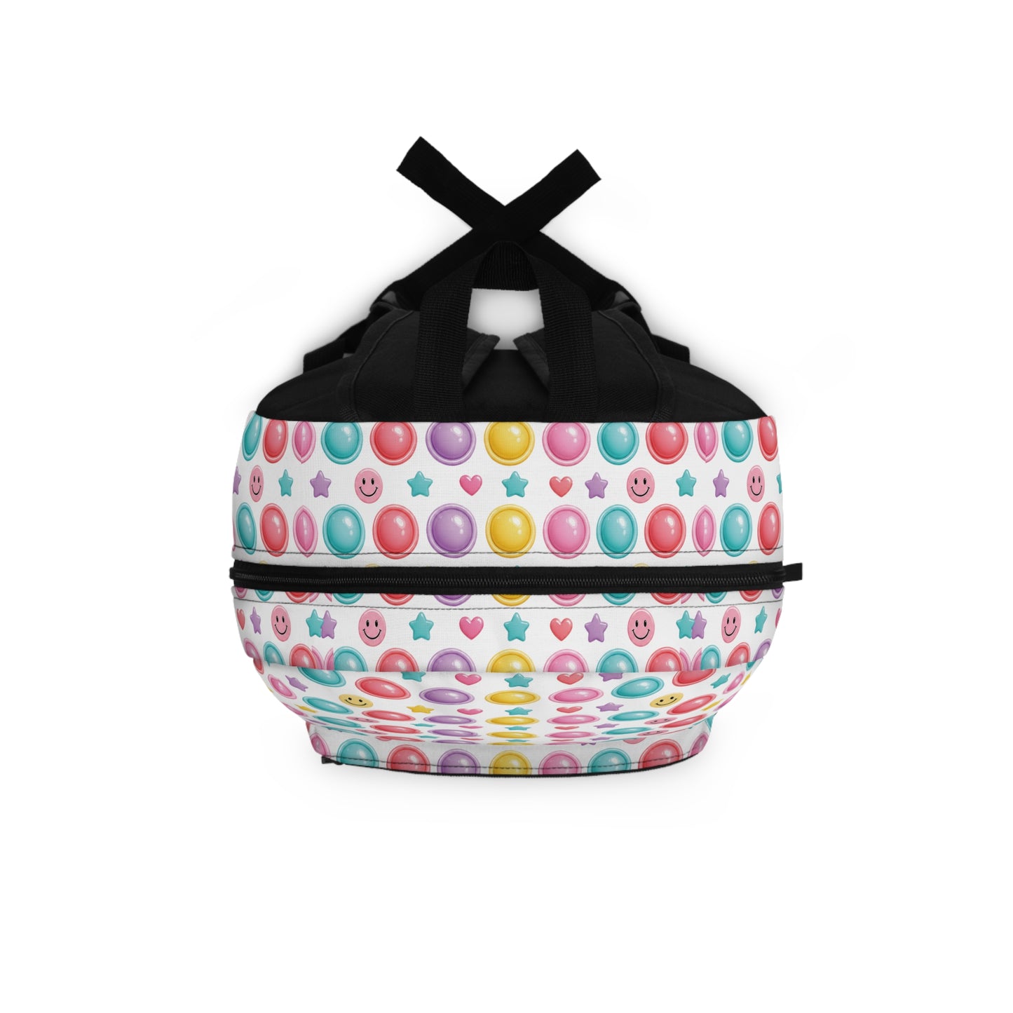 Colorful Button Pop Pattern Backpack | Pastel Circles Stars Kids School Bag