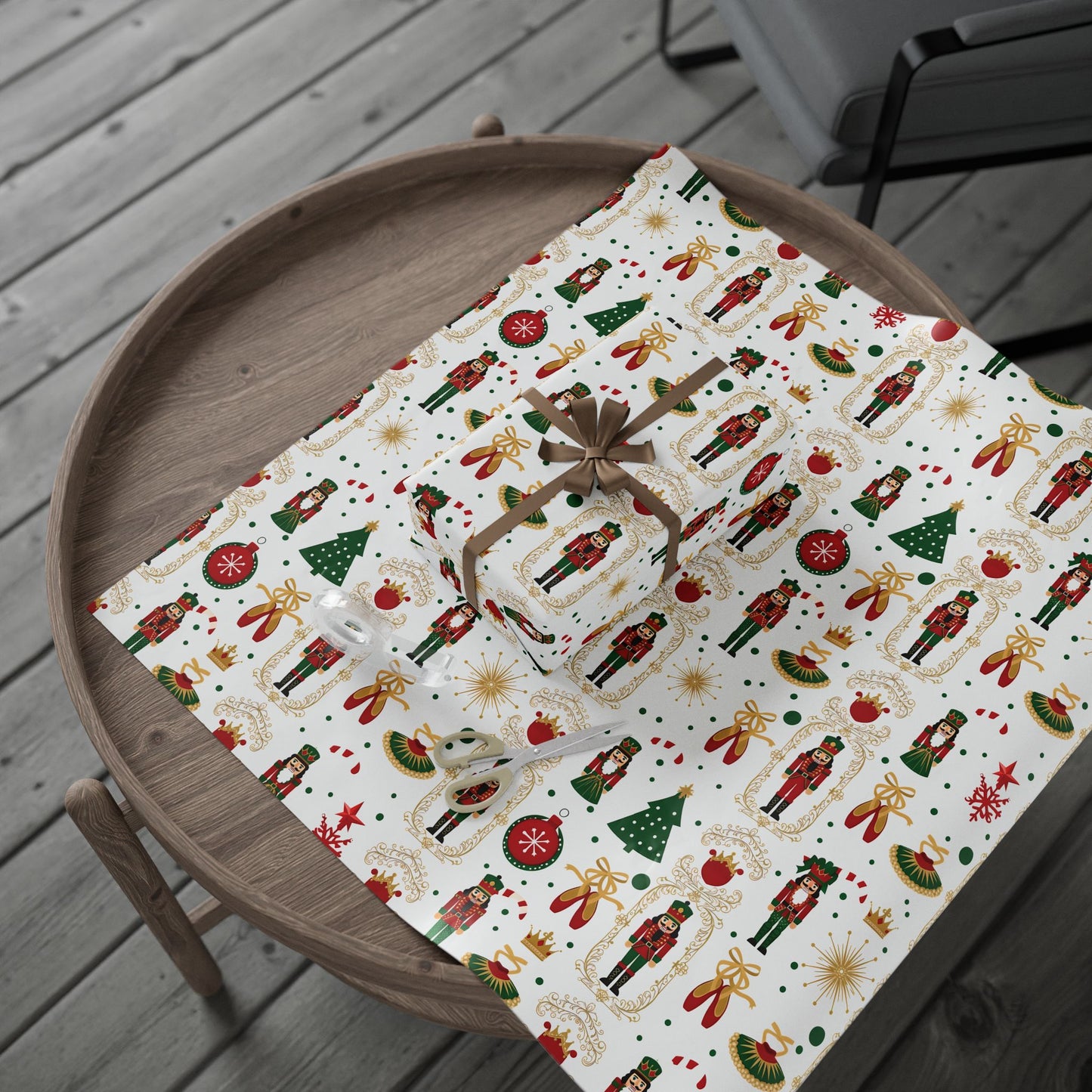 Nutcracker Pattern Wrapping Paper | Christmas Holiday Gift Wrap Roll