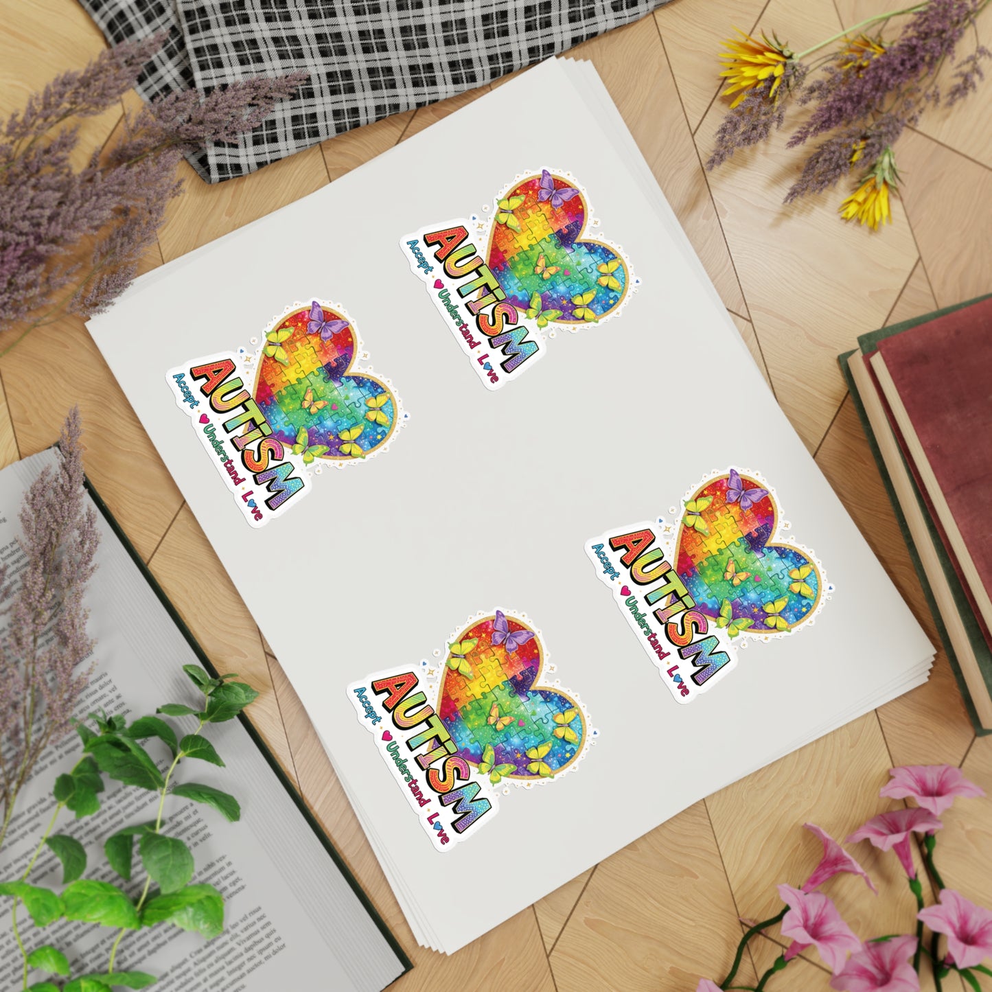 Autism Puzzle Heart Sticker Sheet Bundle, Sticker