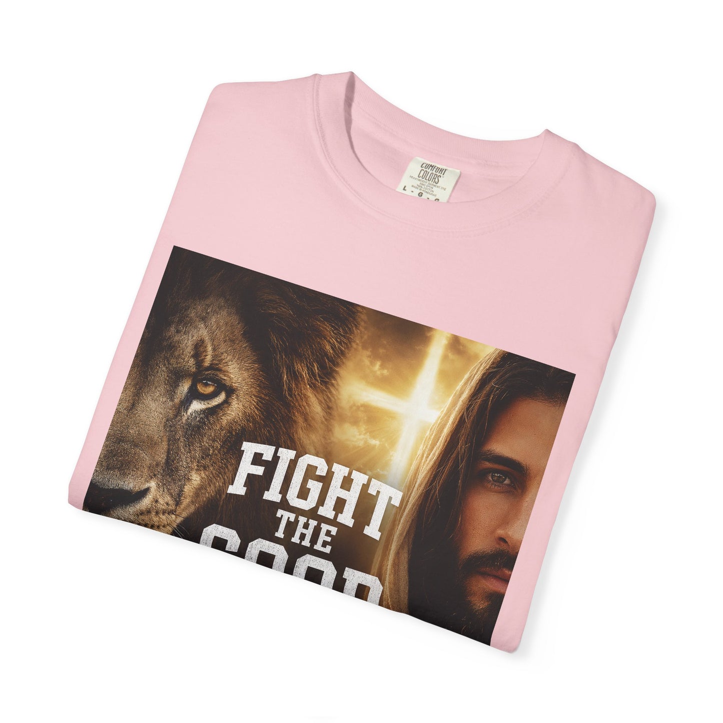 Fight the Good Fight T-shirt | Jesus and Lion Faith Graphic