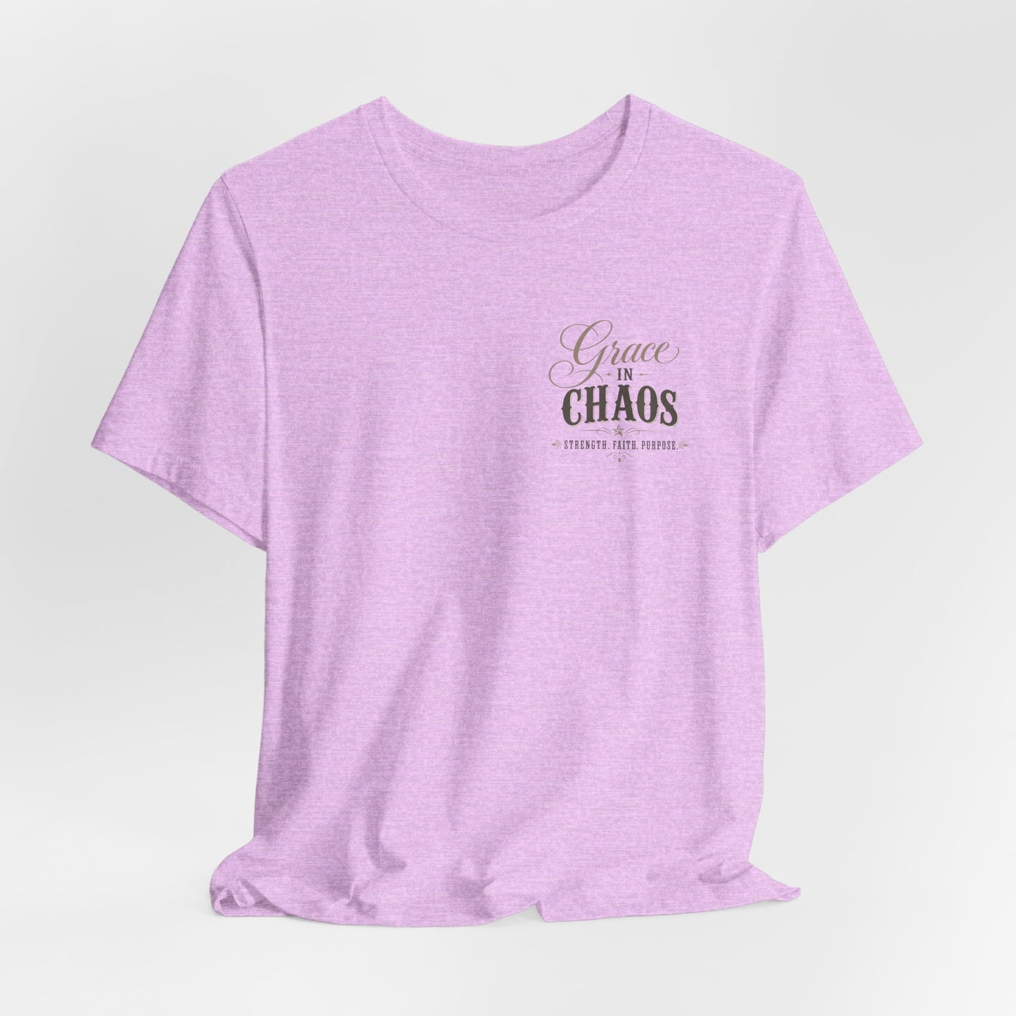Grace in Chaos Tee | Inspirational scripture typography shirt