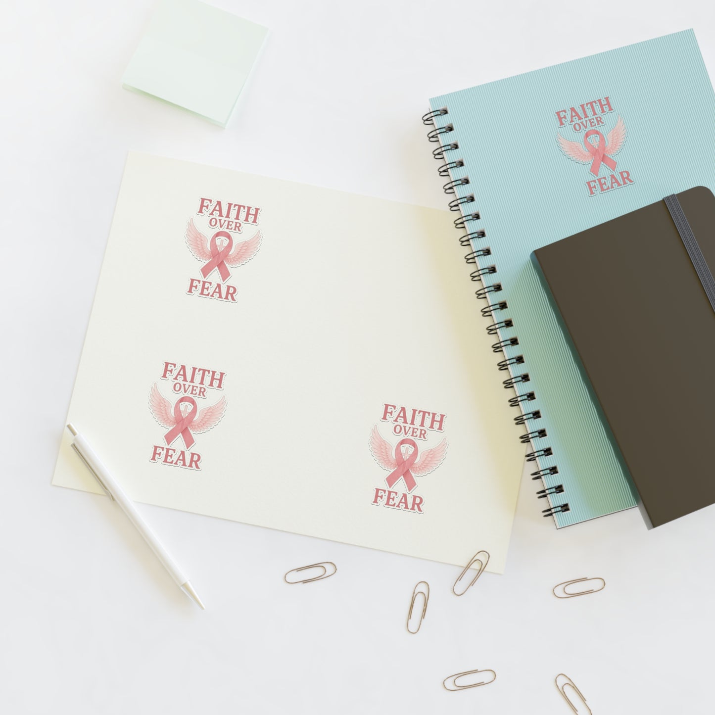 Empowering Sticker Sheets for Hope and Inspiration, Motivational Décor, Faith Over Fear, Breast Cancer Awareness