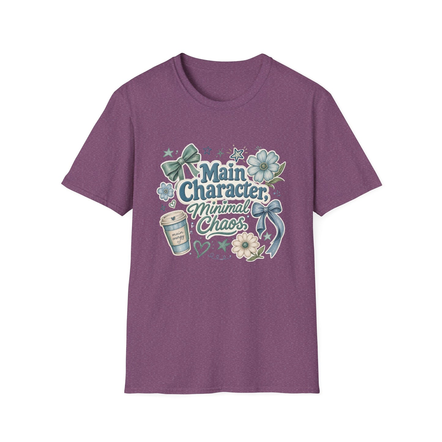 Main Character Minimal Chaos T-Shirt | Floral Bows Stars Design