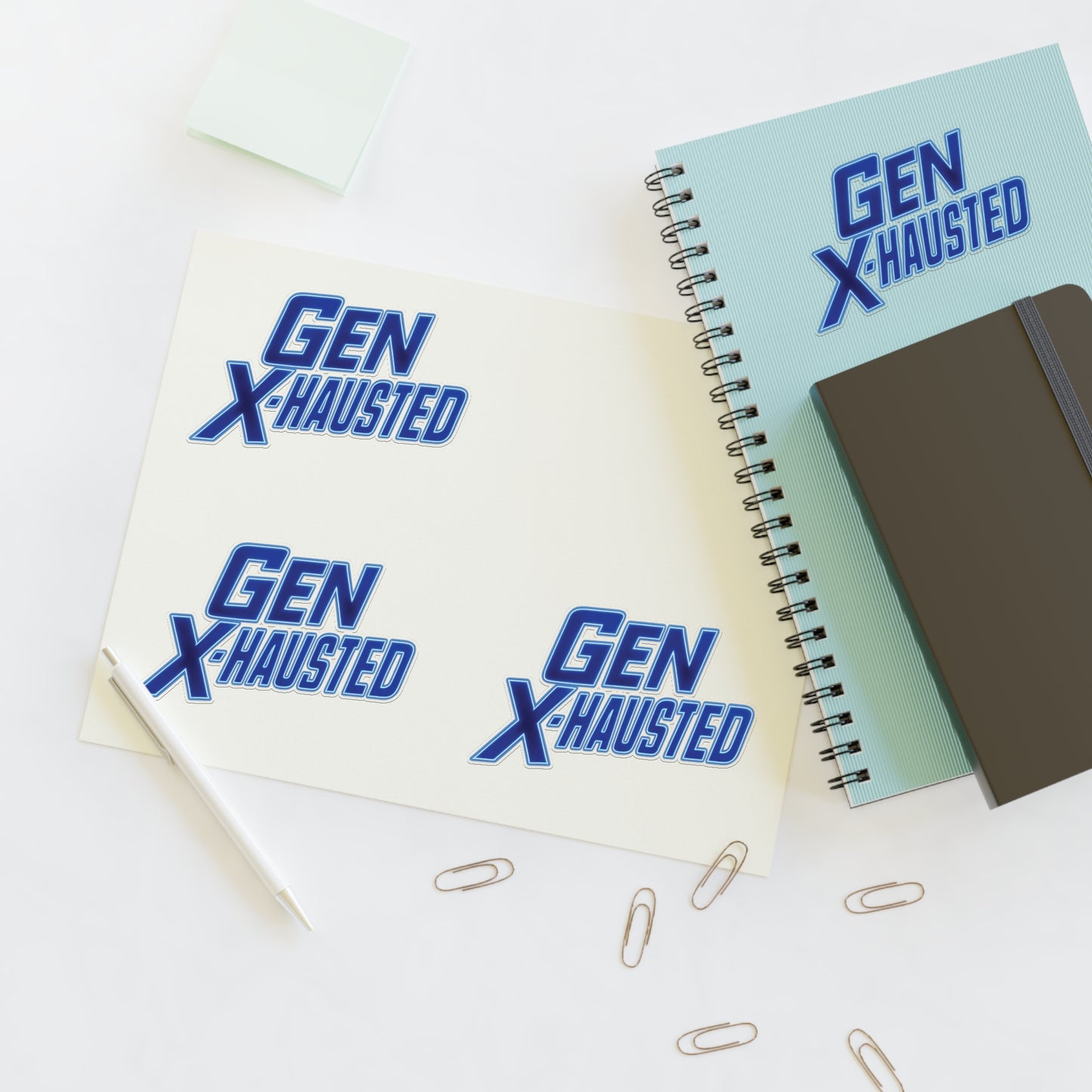 Gen X-Hausted Sticker Sheets - Quirky Office Decor, Fun Gifts, Generation X Humor, Laptop Stickers, Journal Accessories