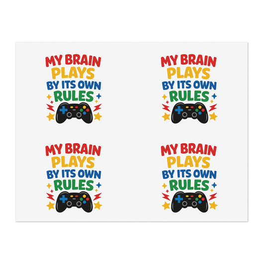 My Brain Plays By Its Own Rules Sticker Sheet | Autism Awareness Stickers