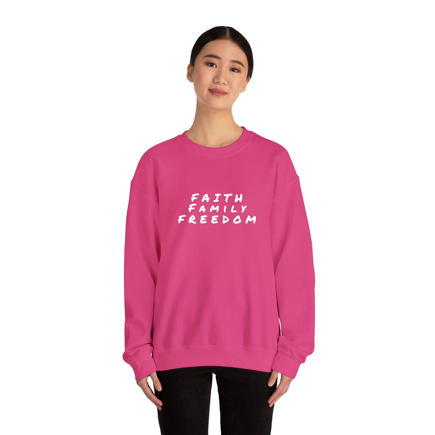 Faith Family Freedom Sweatshirt, Religious Pullover Jumper, Christian Crewneck, Inspirational Sweatshirt, Unisex Religious Shirt, Faith