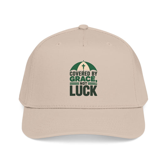 Covered by Grace Not Luck baseball cap | Christian faith hat