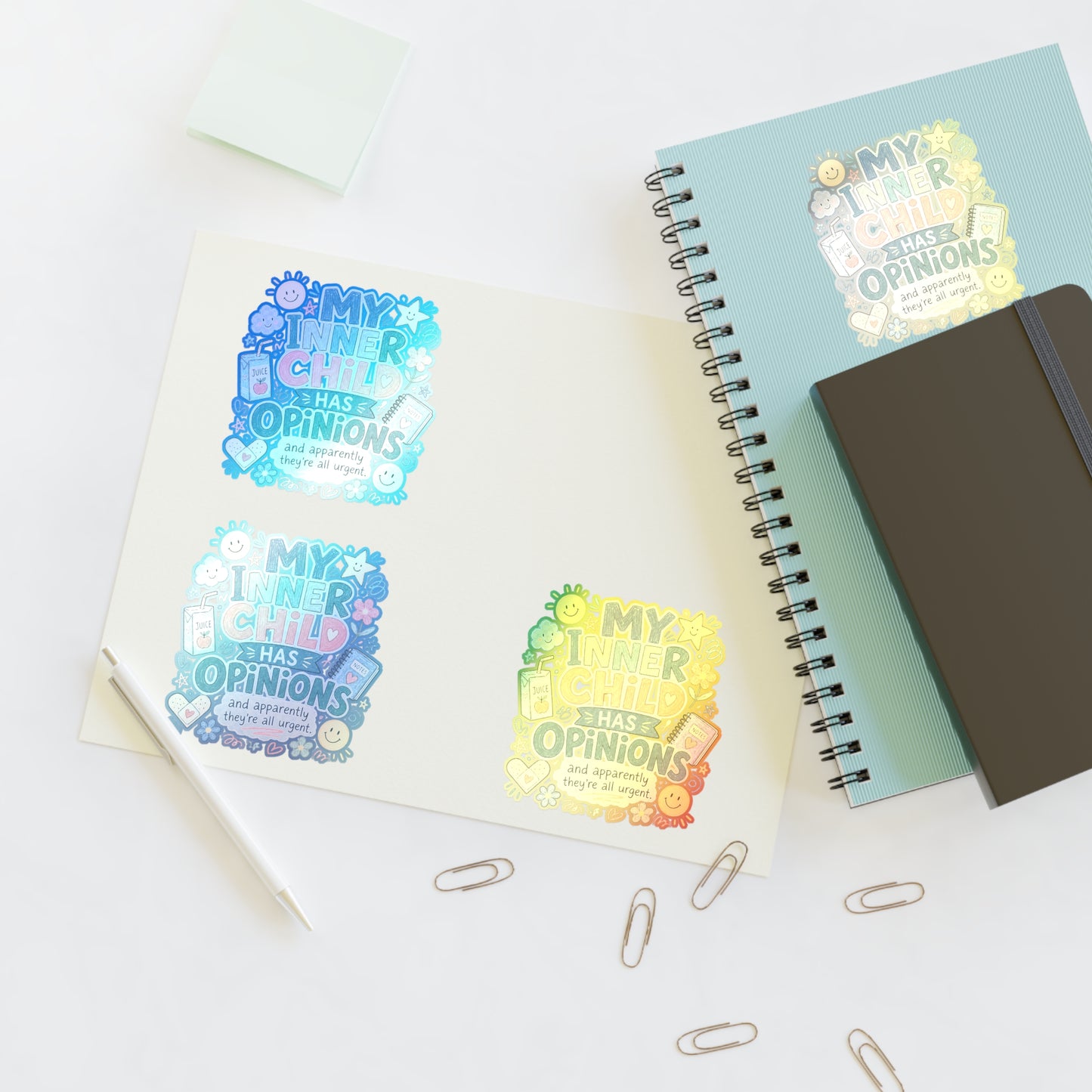 "My Inner Child Has Opinions" Capybara Sticker Sheet – Emotional Support Cute Animal Stickers