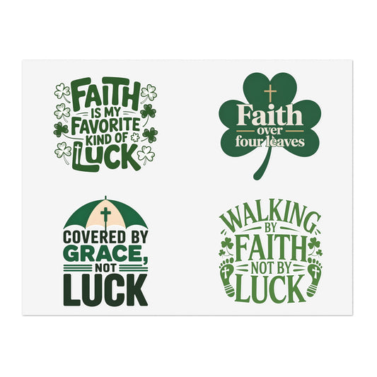 Faith Over Luck Sticker Sheet | Christian Inspirational Stickers
