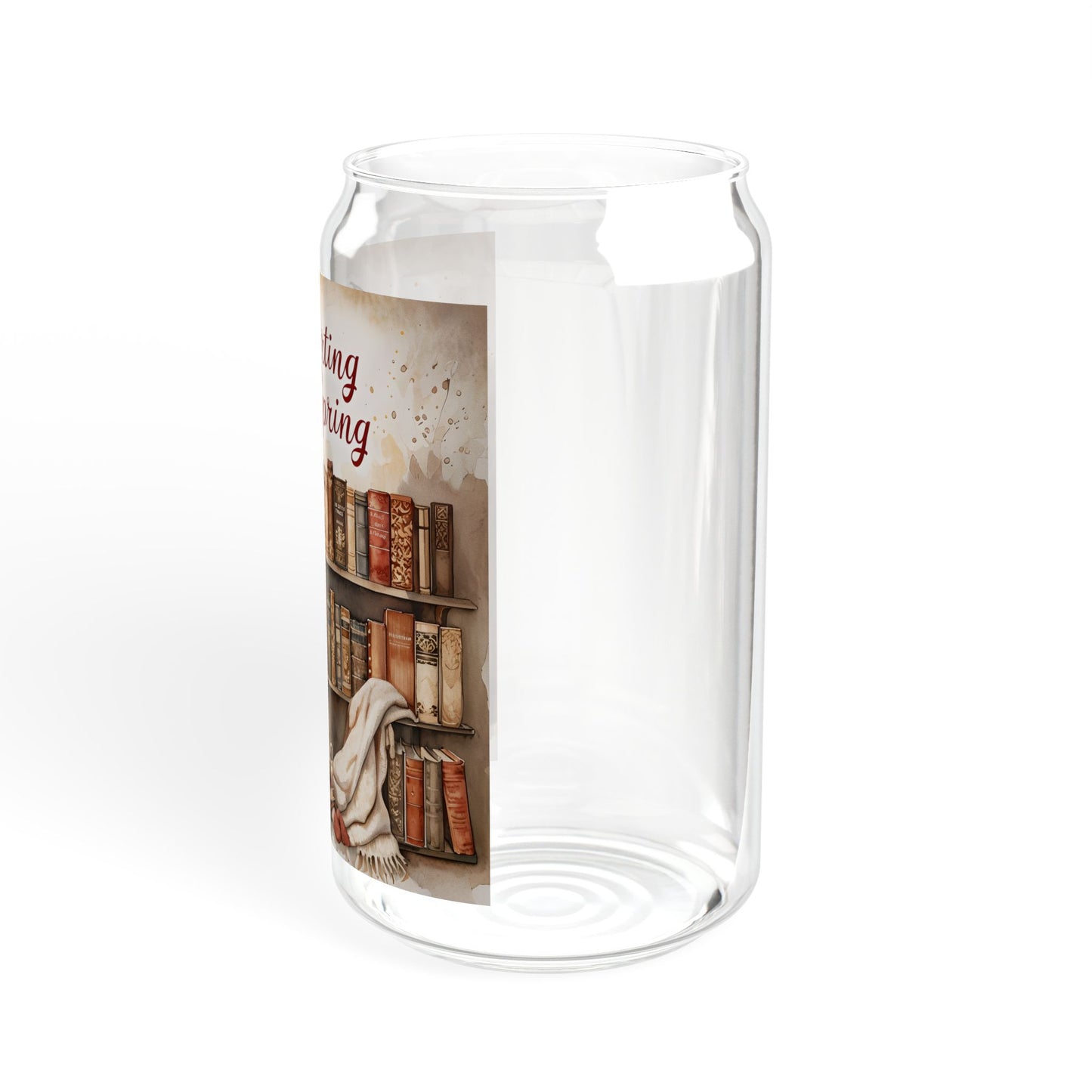 Introverted Sipper Glass, Cozy Reading Glass, 16oz Jar with Straw, Perfect Gift for Book Lovers and Introverts, Ideal for Home Decor