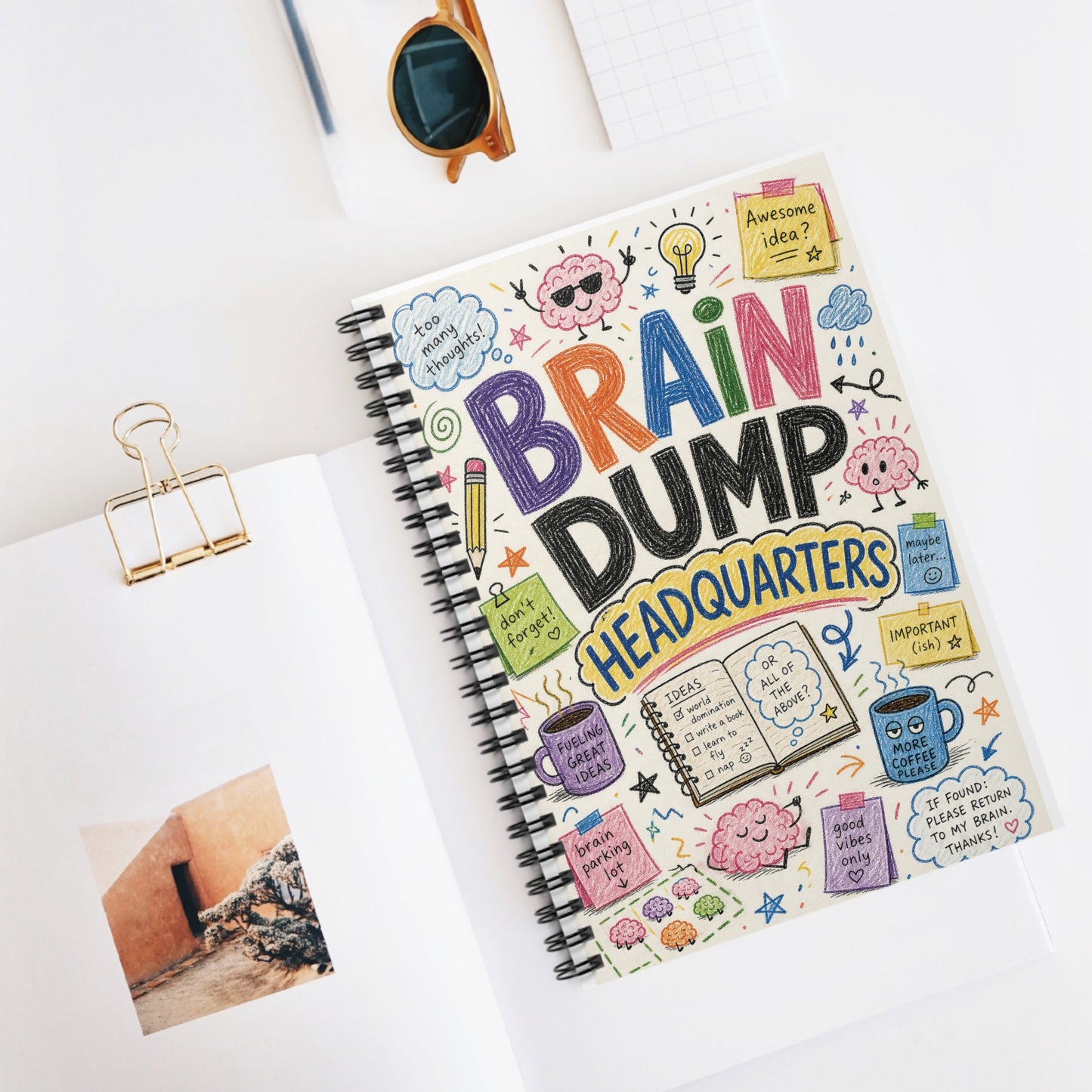 Brain Dump Headquarters Spiral Notebook | Ruled Journal for Notes
