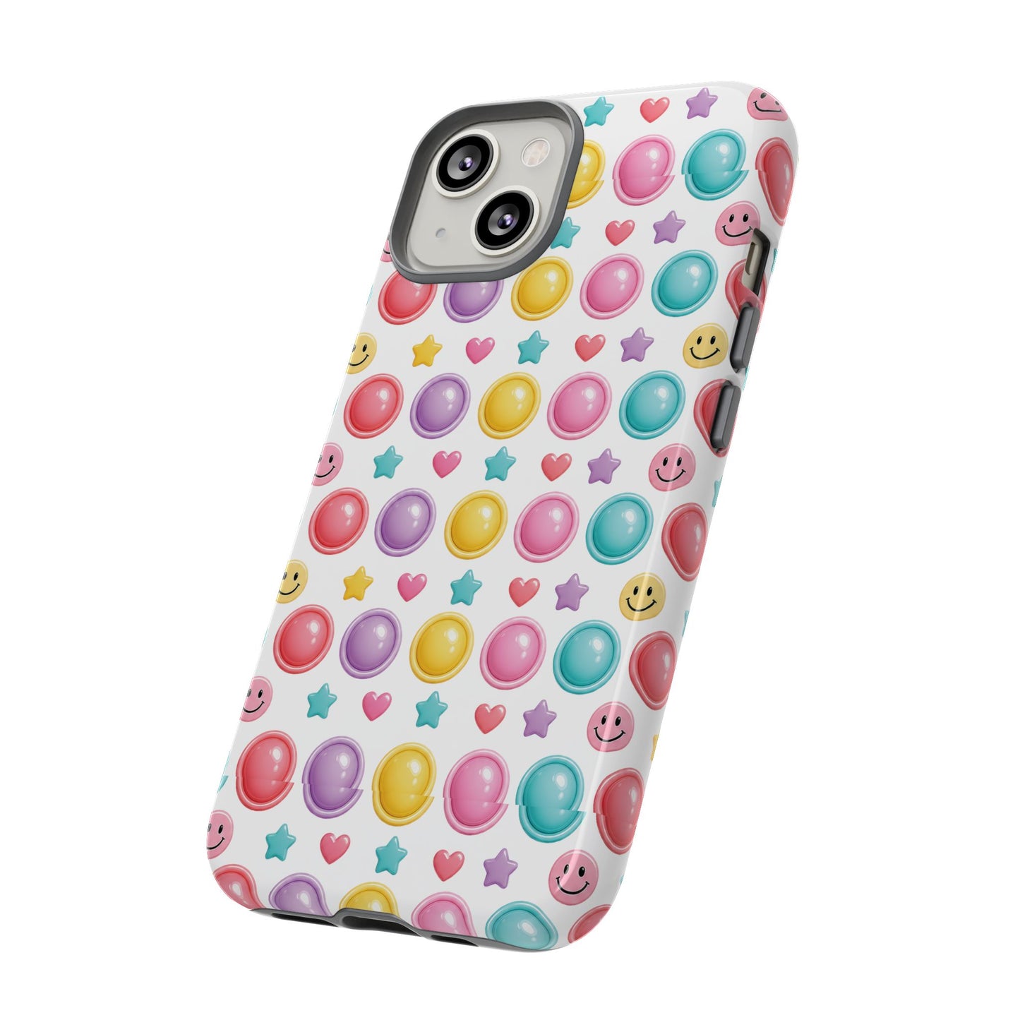 Bubble Pop Pattern Phone Case | Colorful Smileys & Stars Tough Case