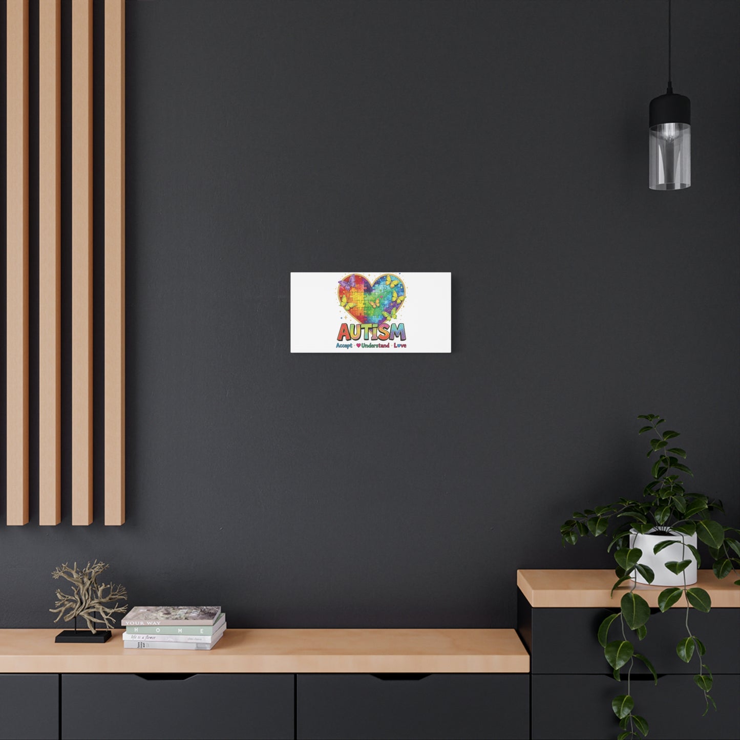 Autism Heart Puzzle Rainbow Butterflies Canvas | Accept Understand Love