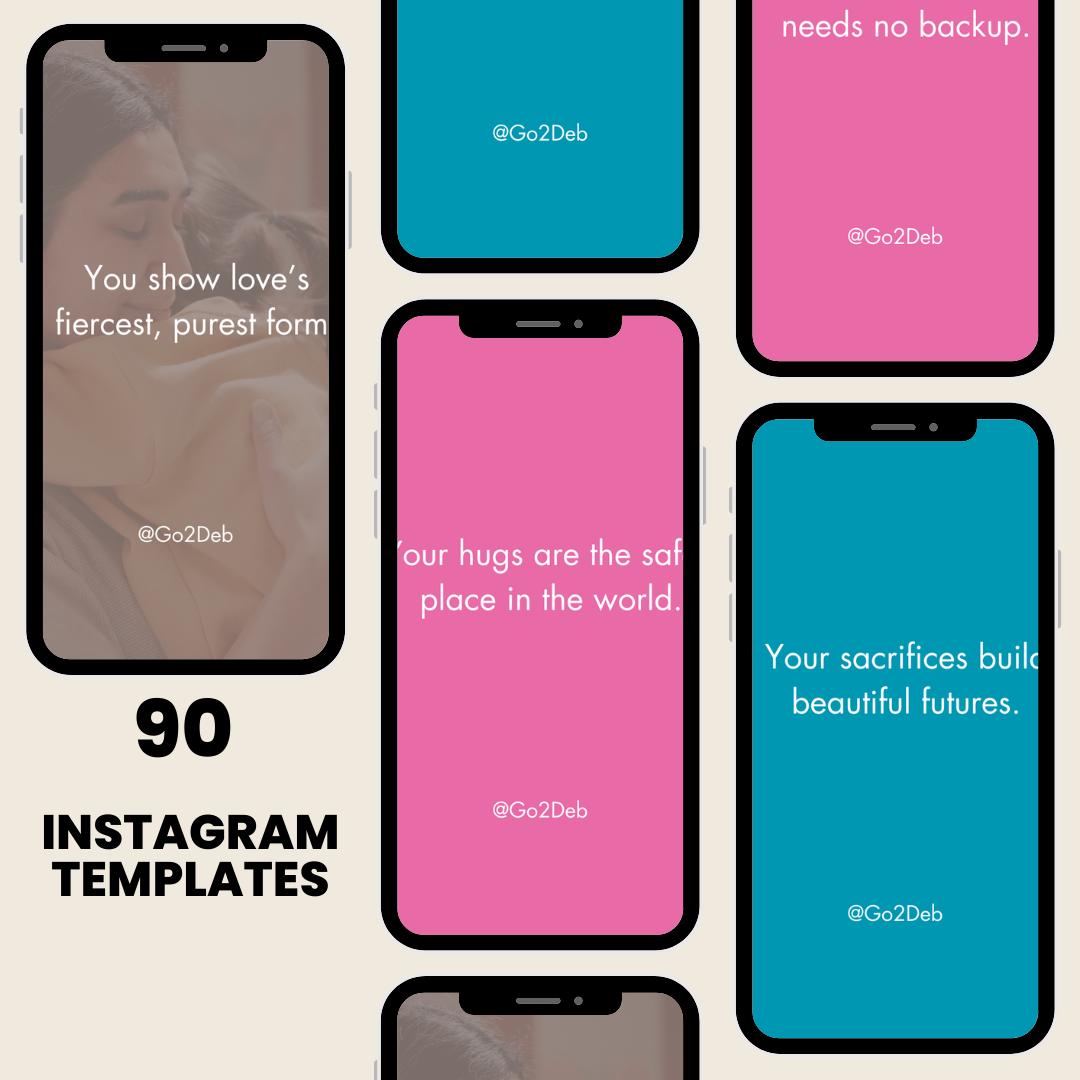 Single Mom Quotes Canva Template: 90 Social Media Posts (Digital Download
