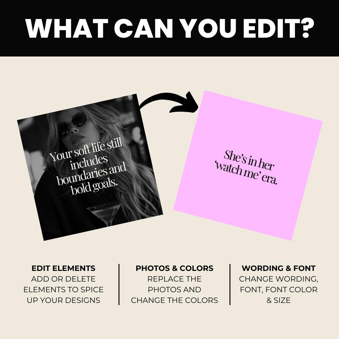 100 Empowering Quotes for Women - Instant Download, Editable Canva Template, Women Encouragement
