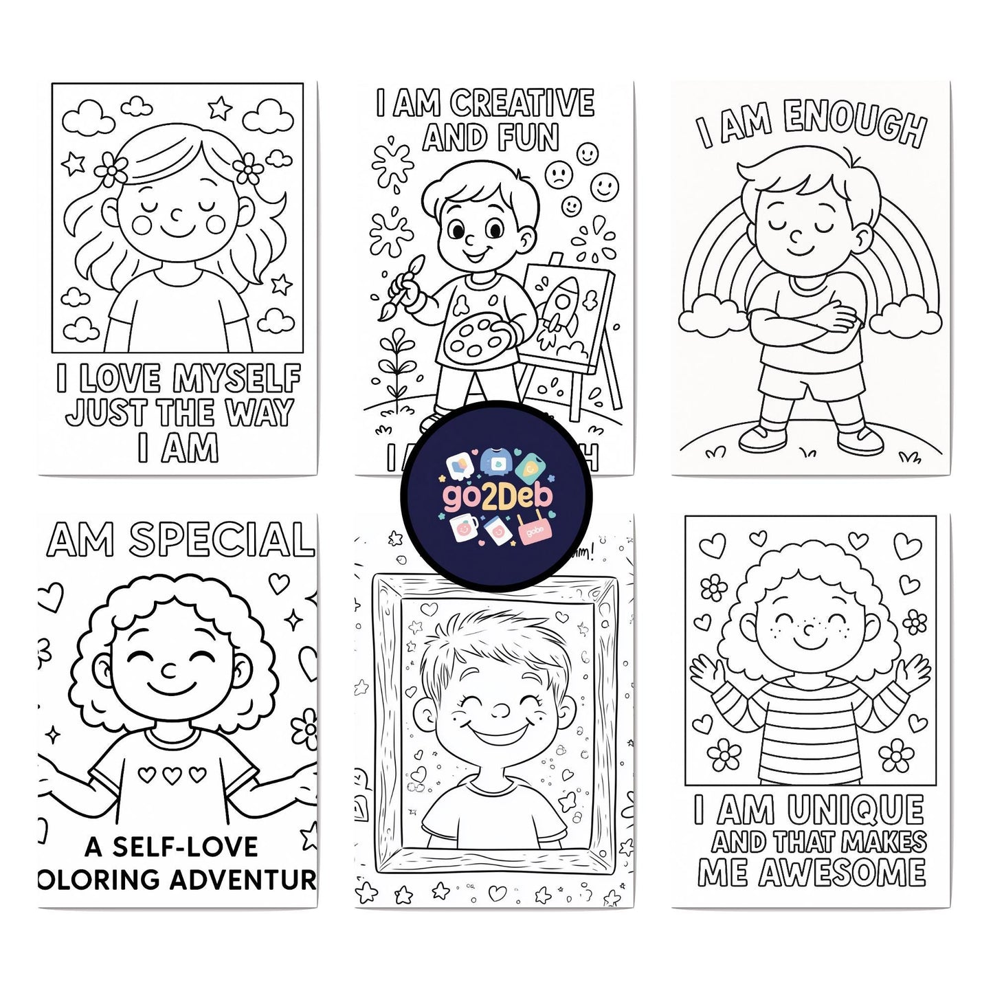 Self Love Coloring Book: Positive Affirmations for Kids (PDF Digital Download)