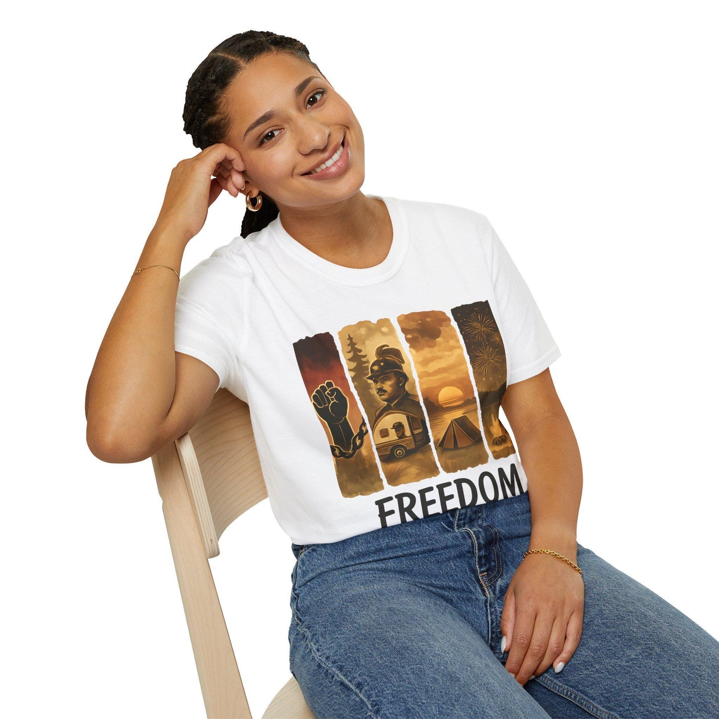 Juneteenth Freedom Scenes T-Shirt: Unisex Ring-Spun Cotton Tee
