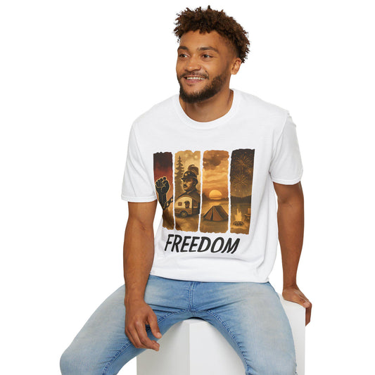 Juneteenth Freedom Scenes T-Shirt: Unisex Ring-Spun Cotton Tee