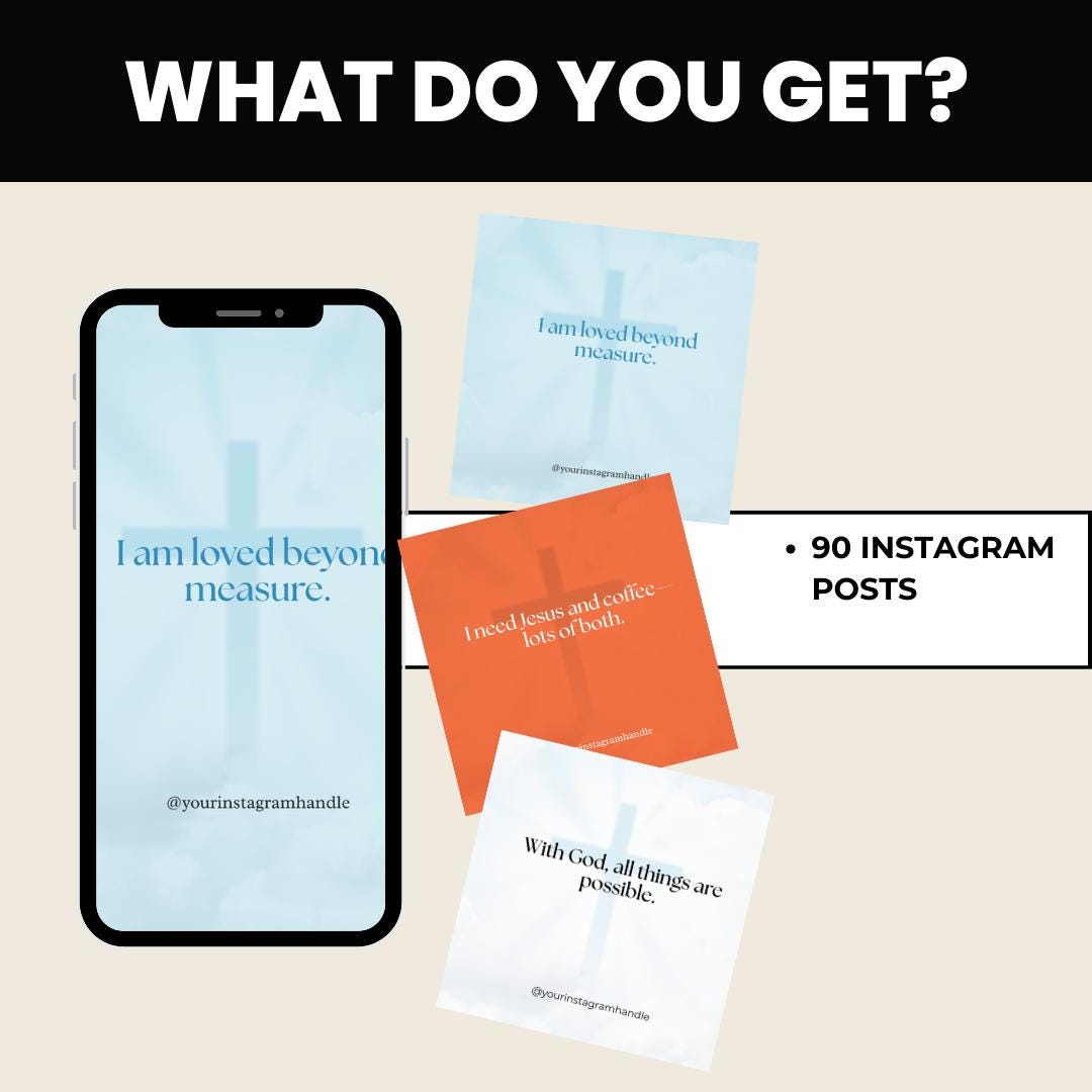 90 Christian Quote Templates: Inspirational Social Media Posts (Canva Digital Download)