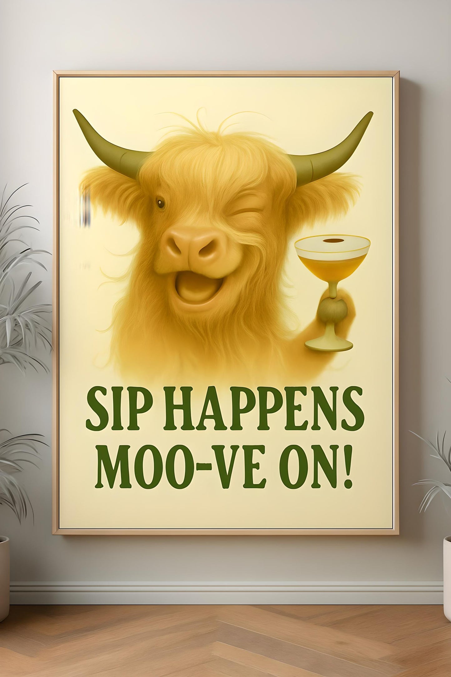 Highland Cow Espresso Martini Print: Trendy Bar Decor (Digital Download)