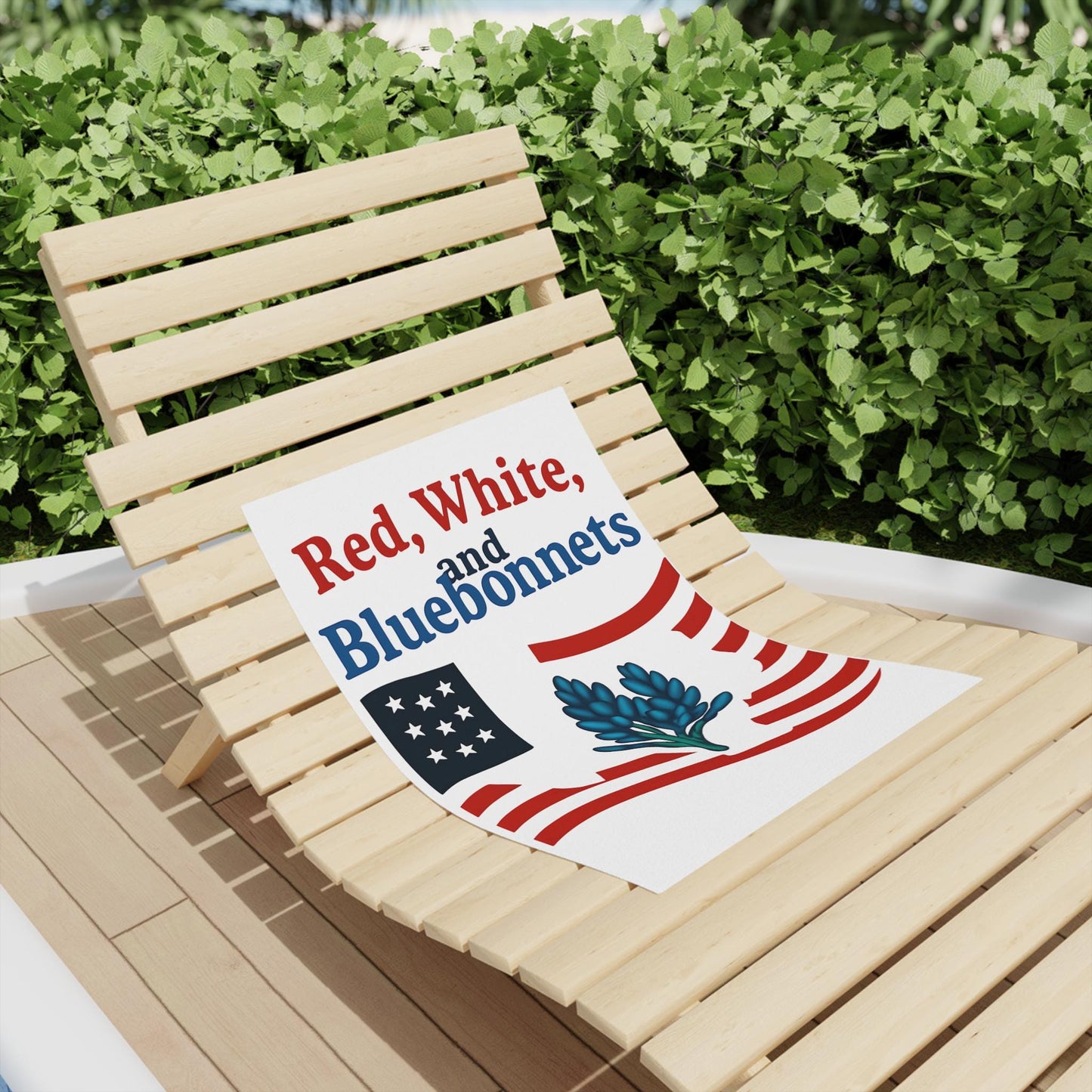 Texas Themed Beach Towel, Red White Bluebonnets Independence Day Towel, Patriotic Pool Towel, Fourth of July Gift, Summer Holiday Towel, USA