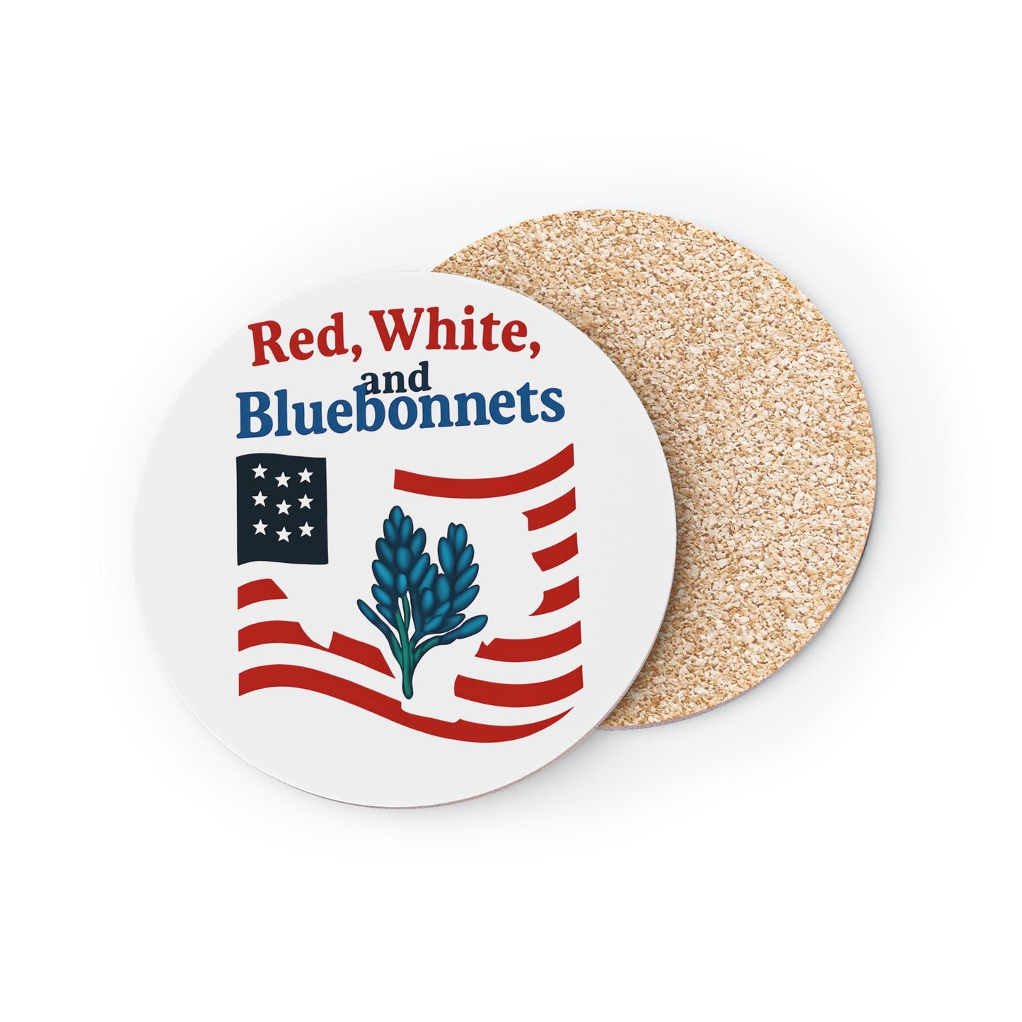 Patriotic Coasters, Independence Day Drink Coasters, Red White Bluebonnets Texas Theme Coasters, USA Flag Coaster Set, July 4th Decor