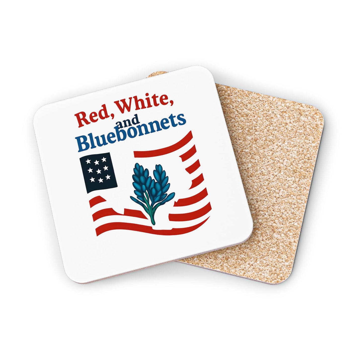 Patriotic Coasters, Independence Day Drink Coasters, Red White Bluebonnets Texas Theme Coasters, USA Flag Coaster Set, July 4th Decor