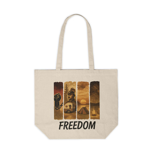 Juneteenth - FREEDOM Canvas Tote Bag - Empowerment Surreal Expression, Bold Statement Shopper, Traveler Geometric Art Fireworks
