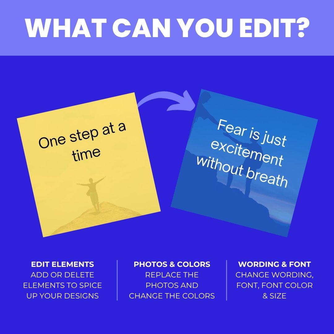 90 Life Coach Quotes: Inspirational Canva Templates (Digital Download)