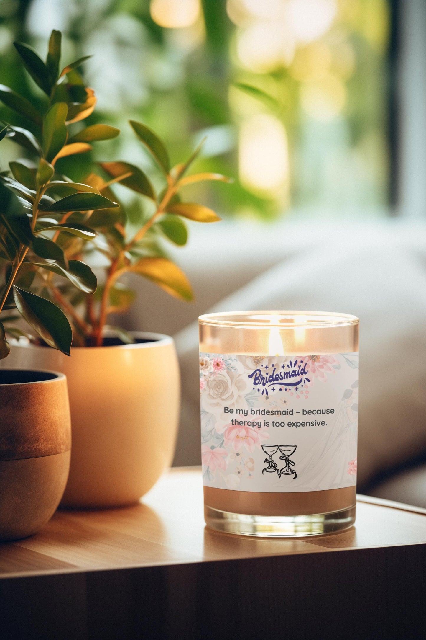Bridesmaid Proposal Candle: Floral Scented Soy Wax, Wedding Favor
