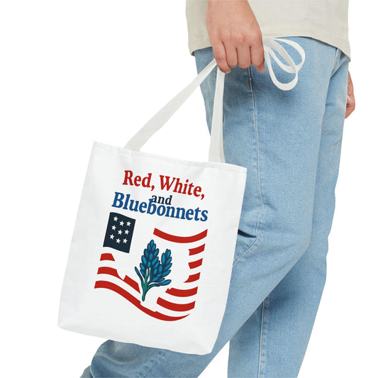 Texas Theme Patriotic Tote Bag, Bluebonnet Design, Texas Pride Gift, Texan Souvenir, Patriotic Tote Bag, Gift for Her