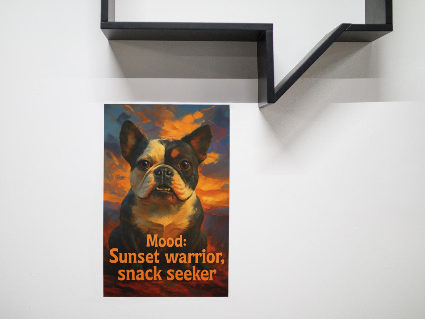 English Bulldog Sunset Art | Funny Dog Wall Print | "Snack Seeker" Digital Download