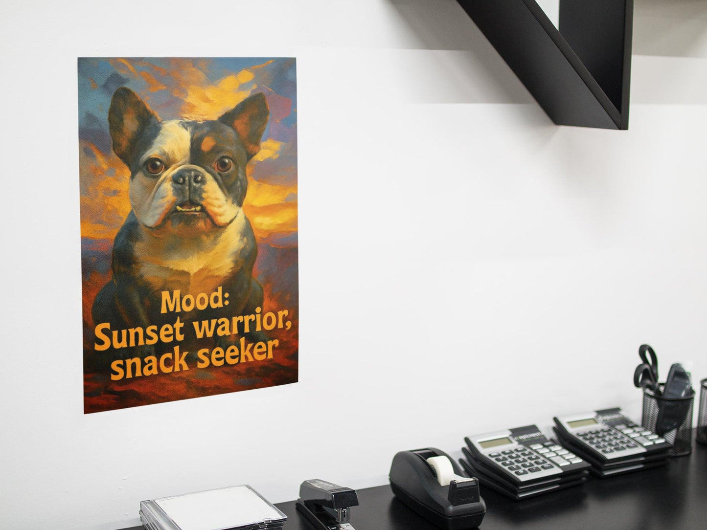 English Bulldog Sunset Art | Funny Dog Wall Print | "Snack Seeker" Digital Download