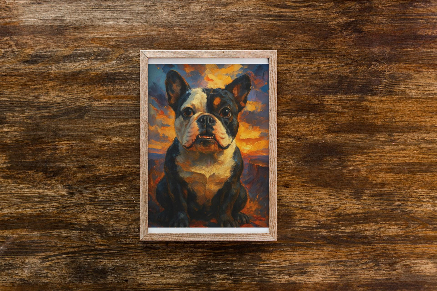 English Bulldog Sunset Art | Funny Dog Wall Print | "Snack Seeker" Digital Download