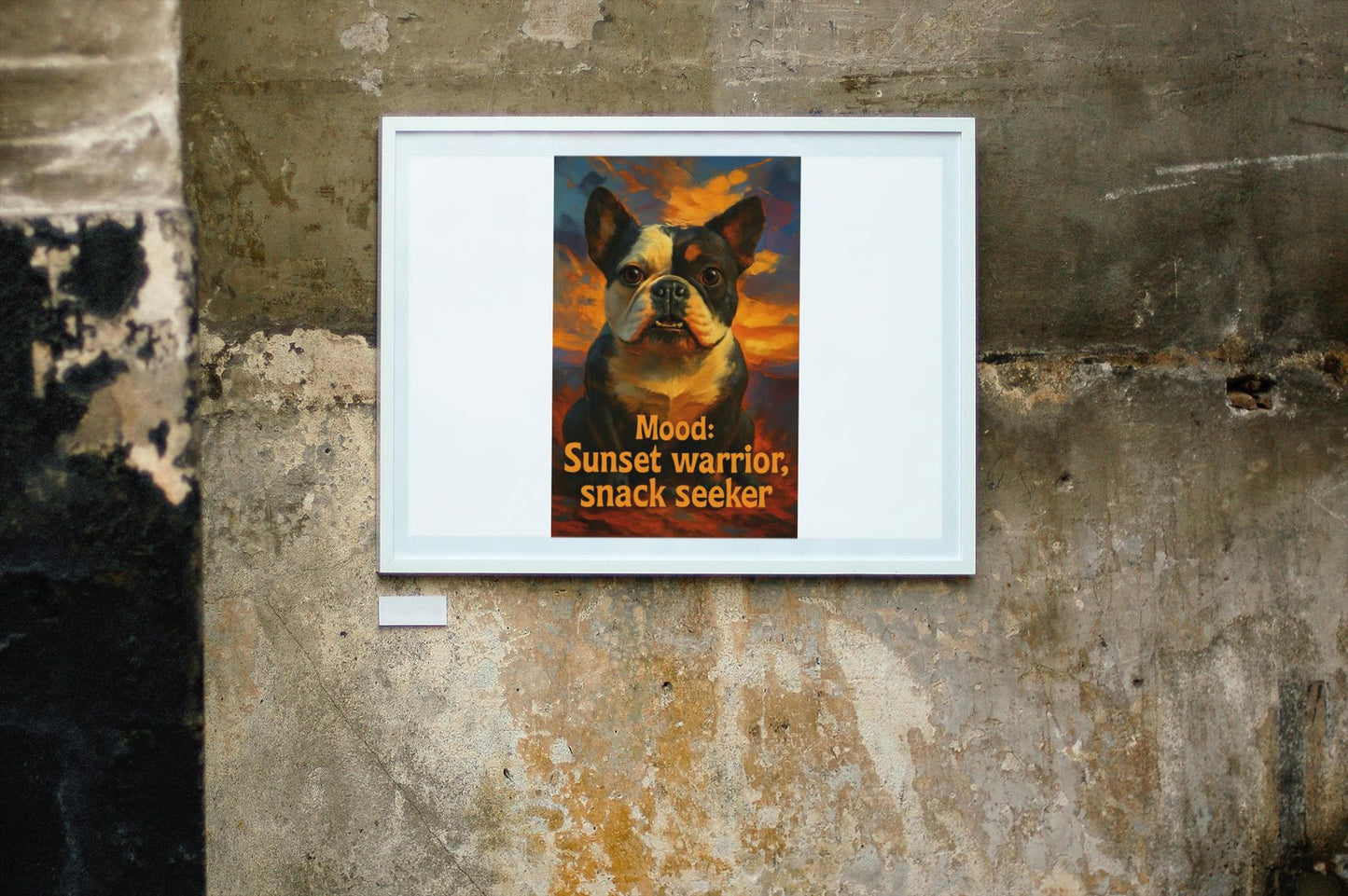 English Bulldog Sunset Art | Funny Dog Wall Print | "Snack Seeker" Digital Download