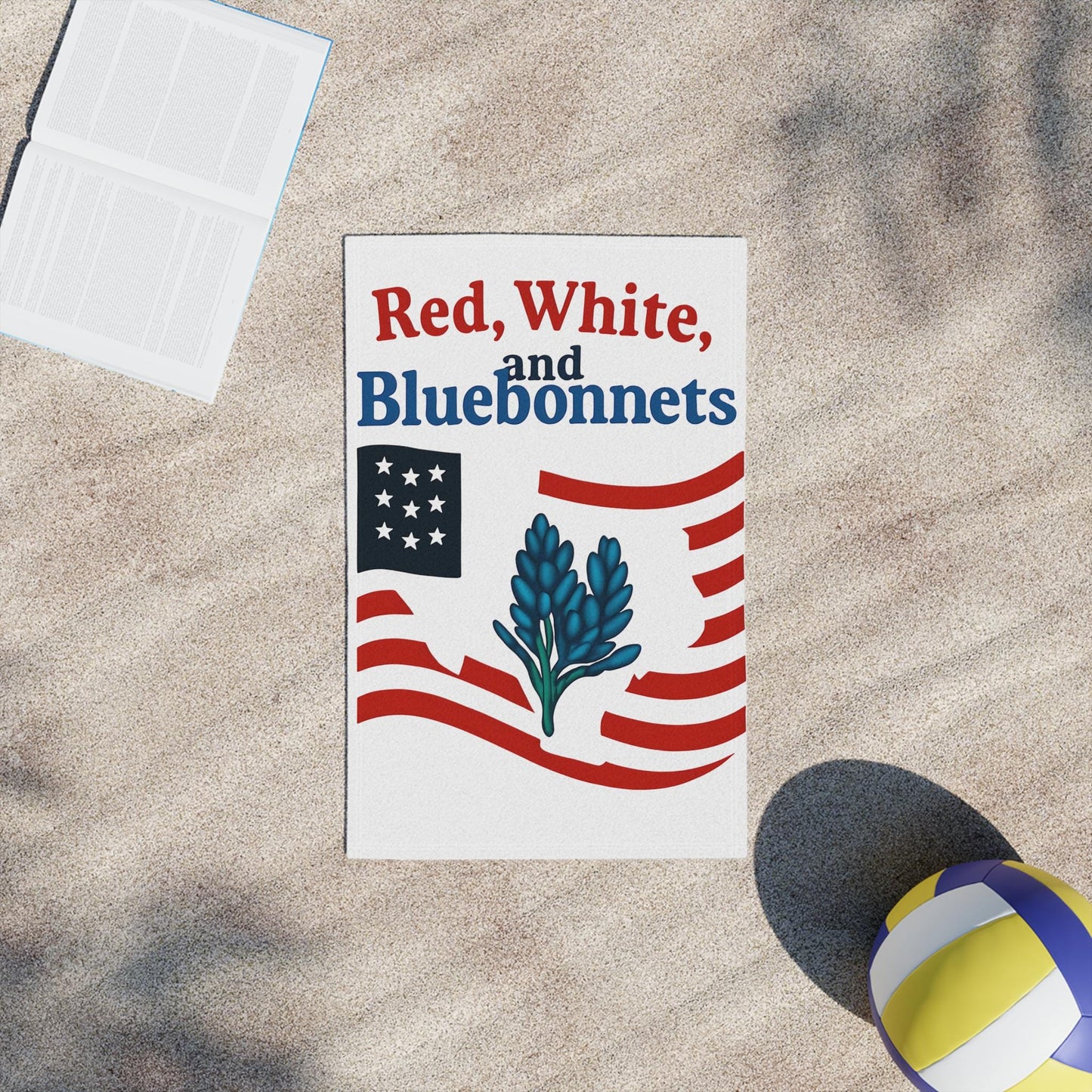 Texas Themed Beach Towel, Red White Bluebonnets Independence Day Towel, Patriotic Pool Towel, Fourth of July Gift, Summer Holiday Towel, USA
