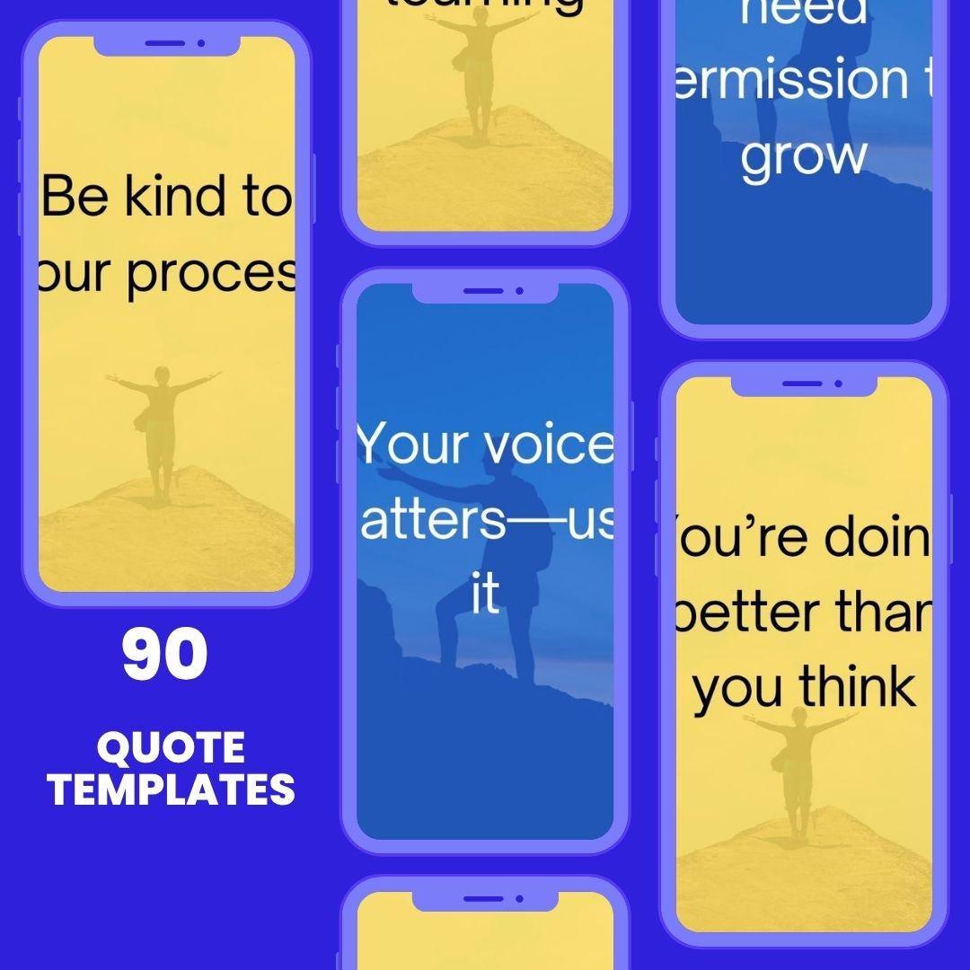 90 Life Coach Quotes: Inspirational Canva Templates (Digital Download)