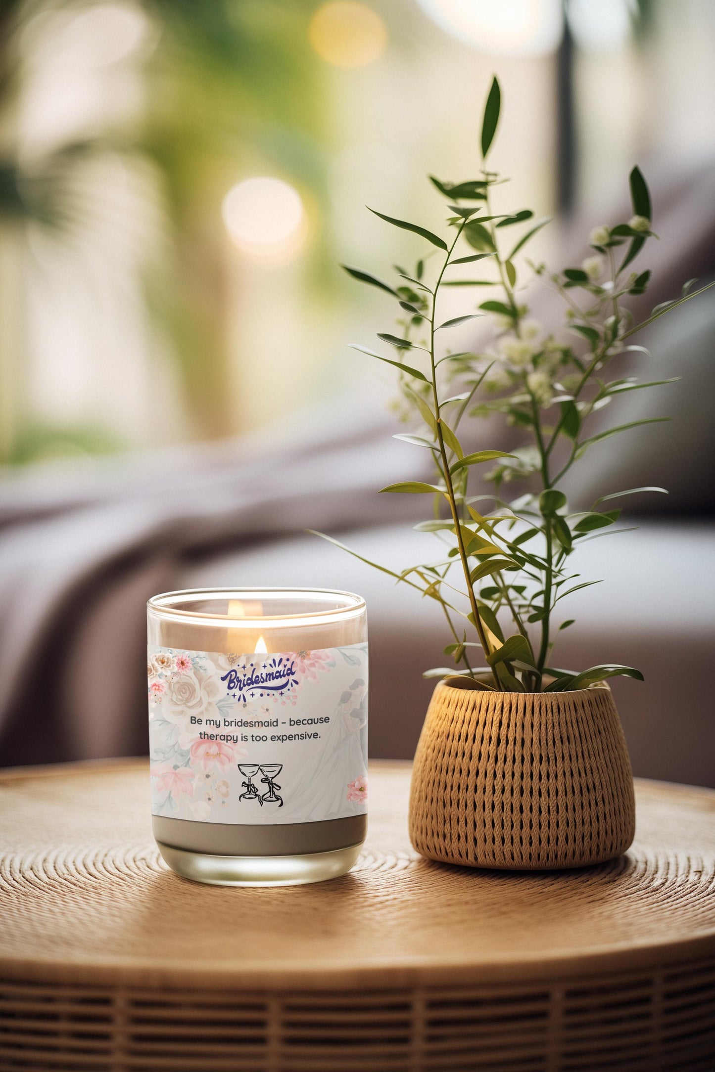 Bridesmaid Proposal Candle: Floral Scented Soy Wax, Wedding Favor