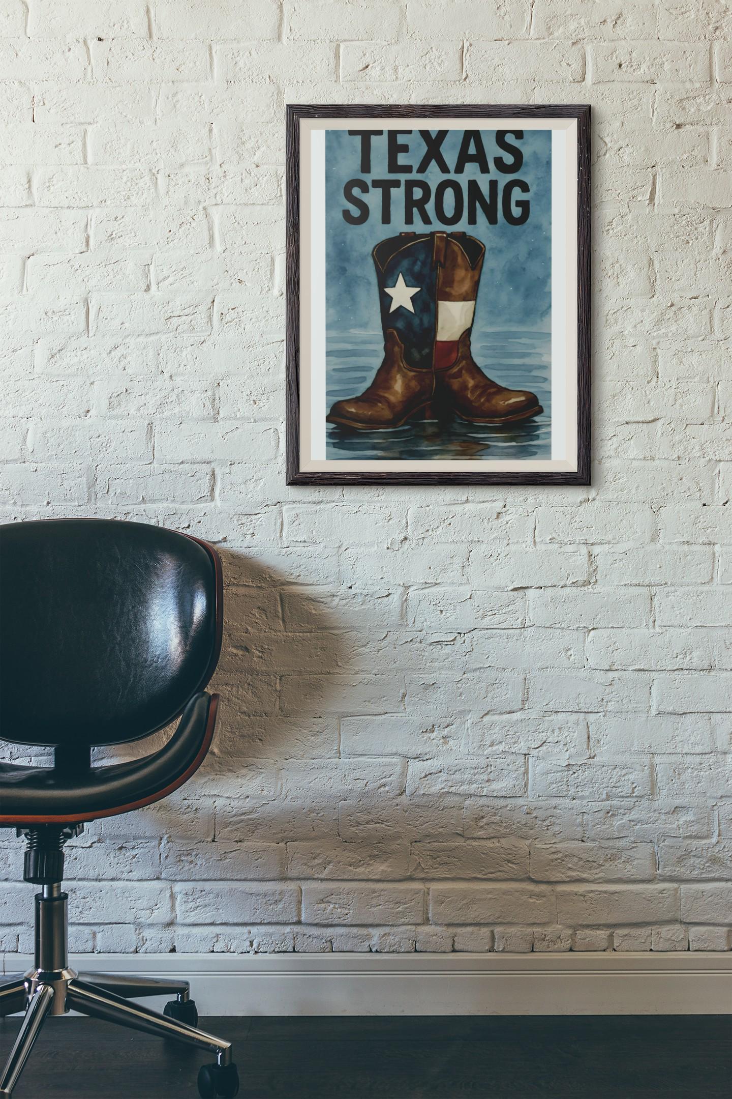 Texas Strong Cowboy Boot PNG: Watercolor Texas Flag Art (Digital Download