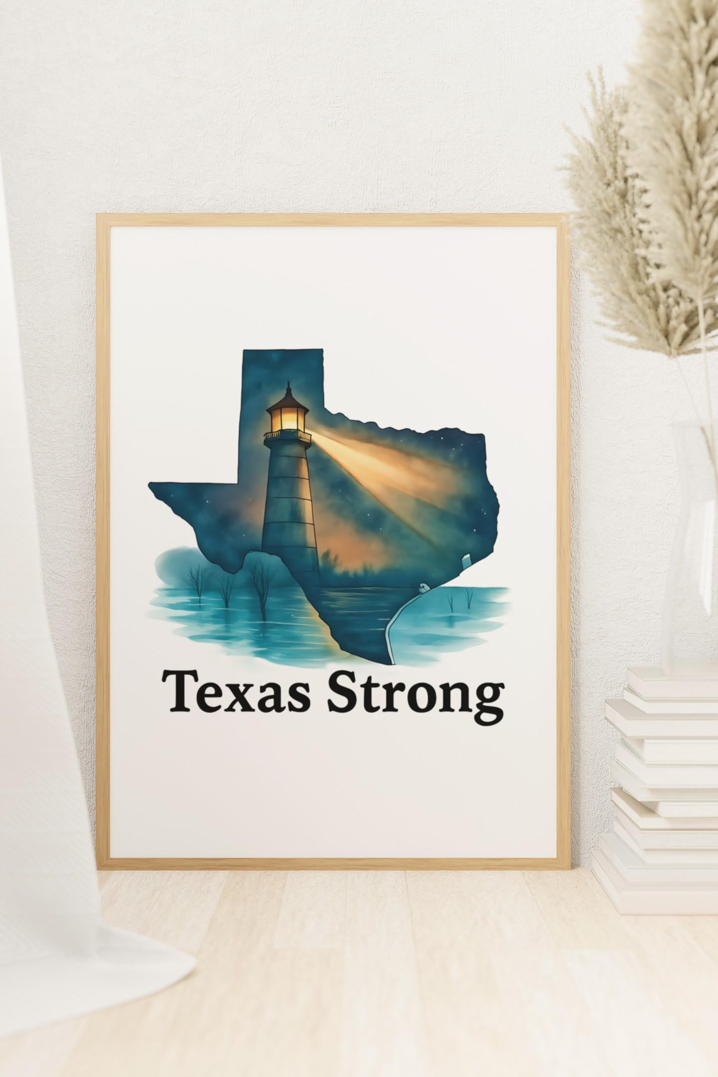 Texas Strong Lighthouse PNG | Texas Silhouette Digital Art | Lone Star Hope & Strength Design