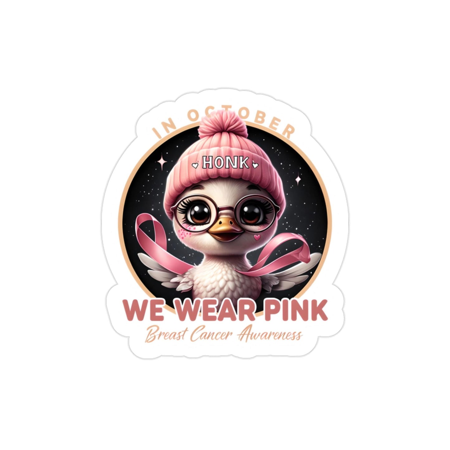 Outdoor Sticker - Goose Breast Cancer Awareness Theme - In October We Wear Pink