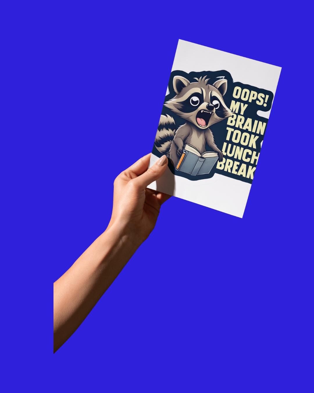 Funny Raccoon Brain Break Sticker: Relatable Student/Teacher Decal
