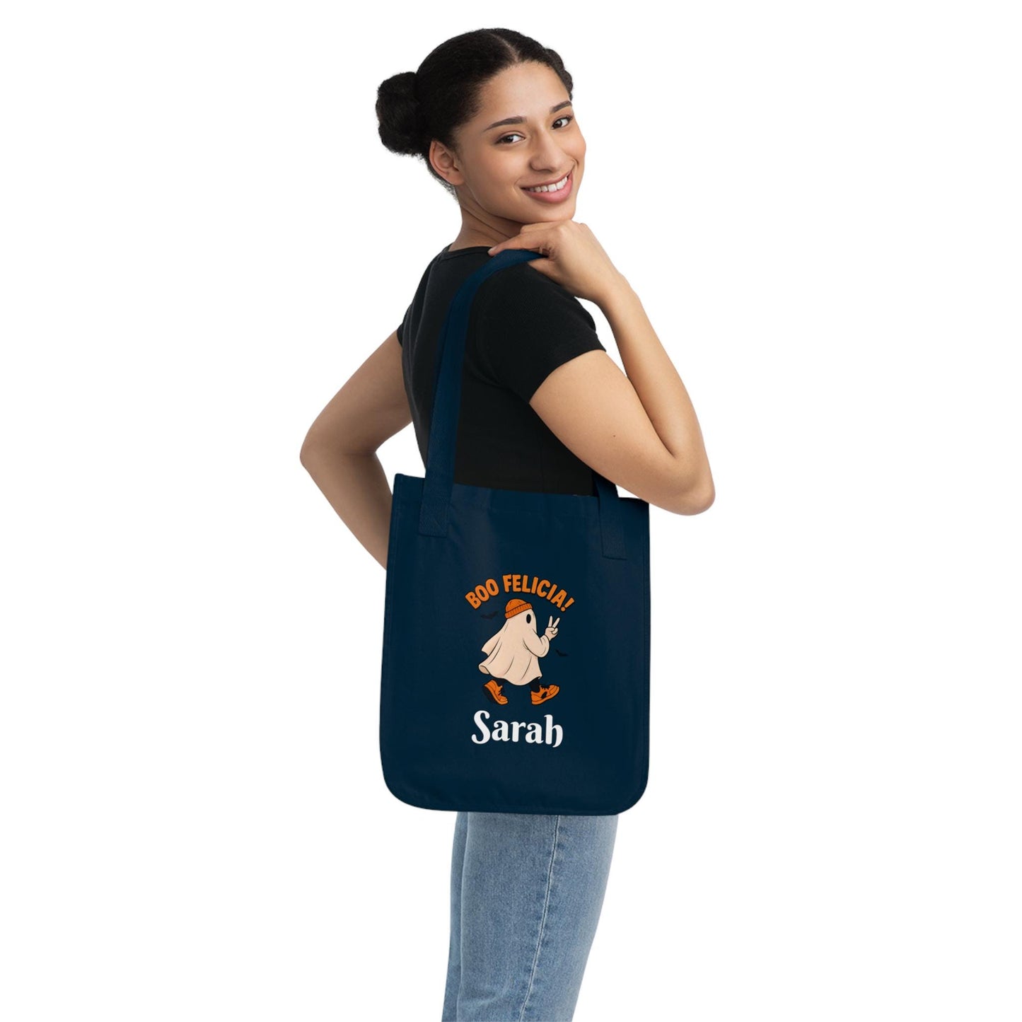 Funny Boo Felicia Tote Bag: Halloween Organic Cotton Canvas Shopping Bag